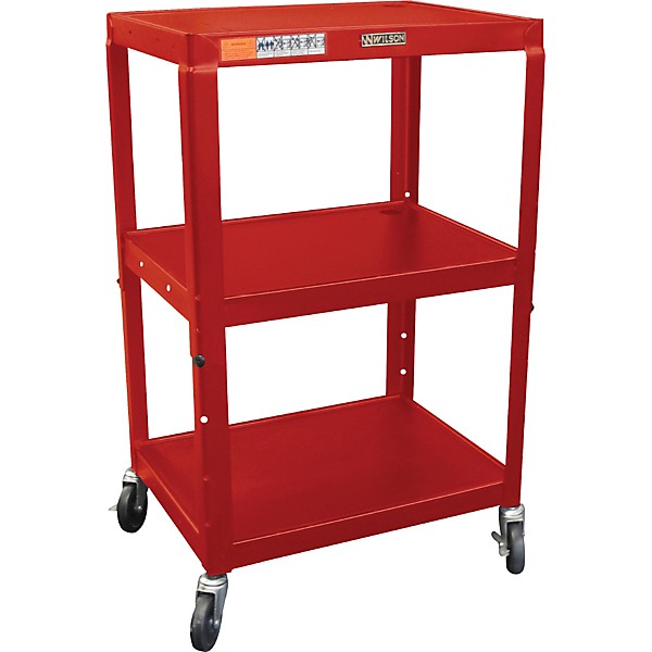 H. Wilson Metal 26" to 42" 3 Shelf Cart Red