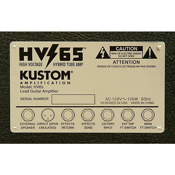 Open Box Kustom HV65 High Voltage Series 65W 1x12 Guitar Combo Amp Level 1