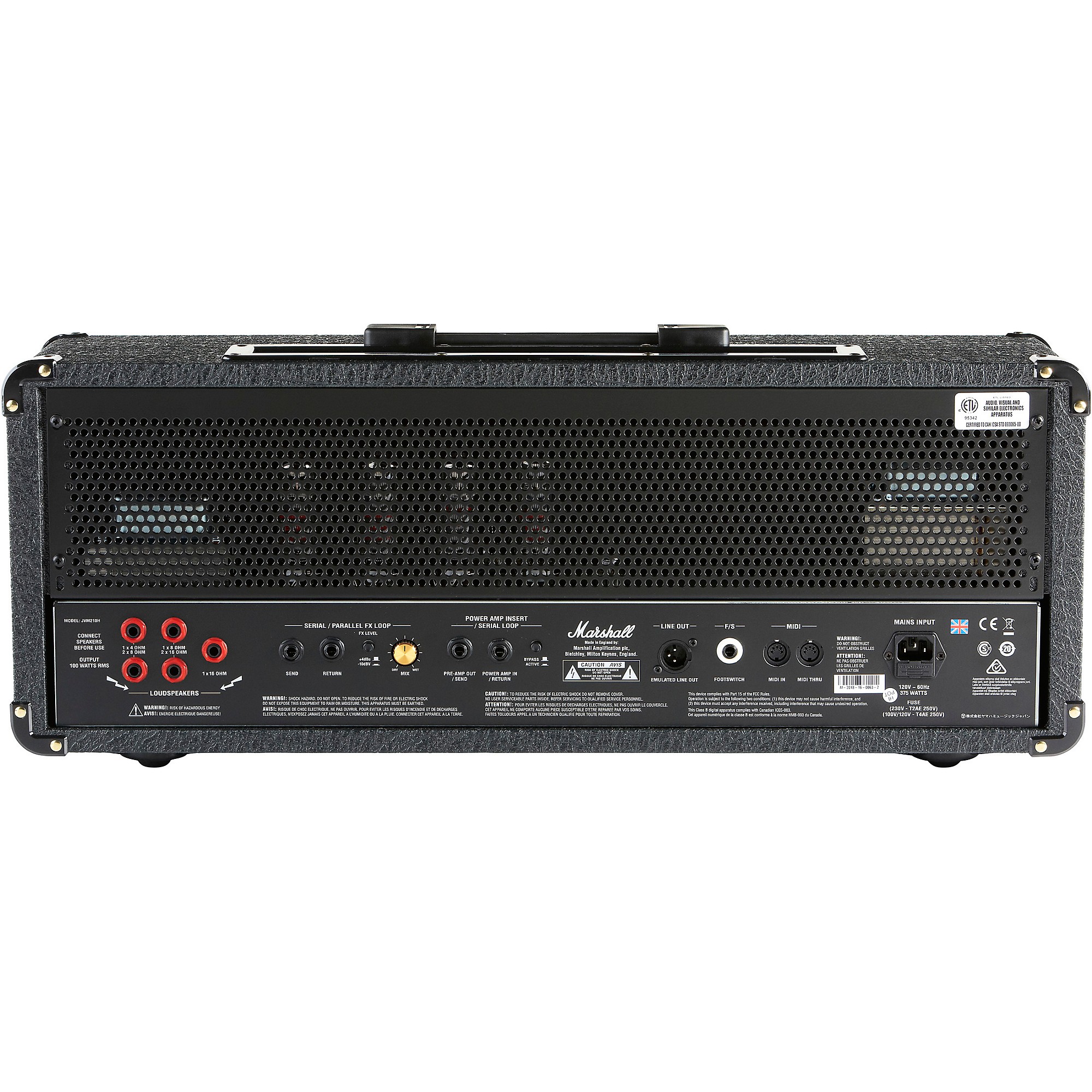 Marshall JVM Series JVM210H 100W Tube Guitar Amp Head Black 