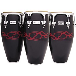 LP Performer Limited Edition 3-Piece Conga Set Black with Red Tattoo