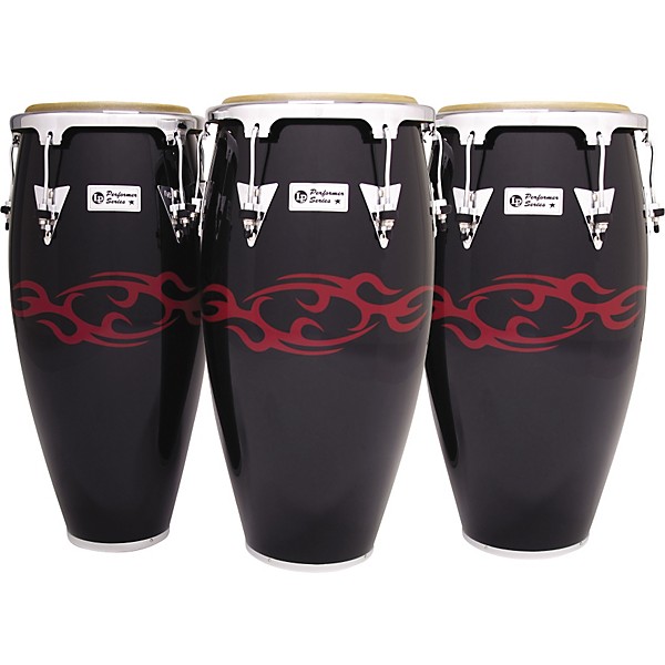 LP Performer Limited Edition 3-Piece Conga Set Black with Red Tattoo