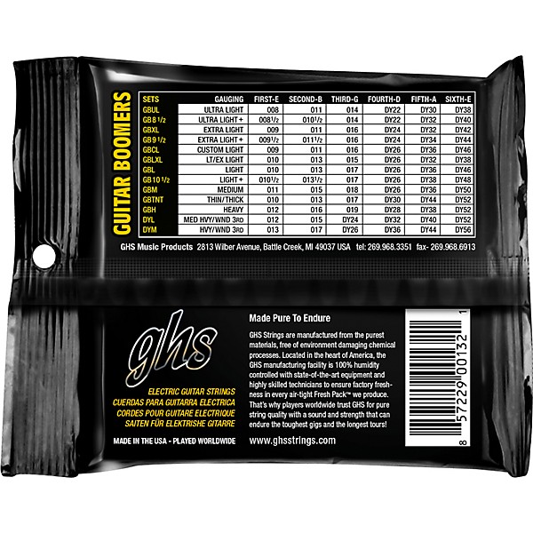 GHS Boomers GBL Light Electric Guitar Strings 3-Pack