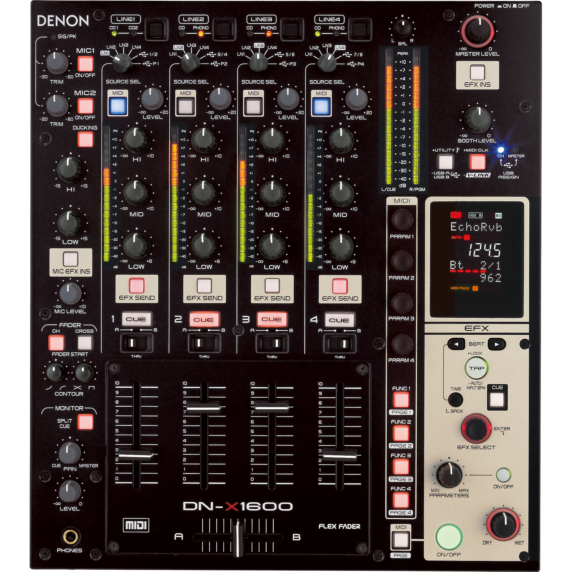 Open Box Denon DJ DN-X1600 4-Channel Digital DJ Mixer | Guitar Center