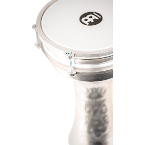 Open Box MEINL Aluminum Hand Hammered Jingle Darbuka Level 1 Silver 8 1/4 In X 16 1/4 In