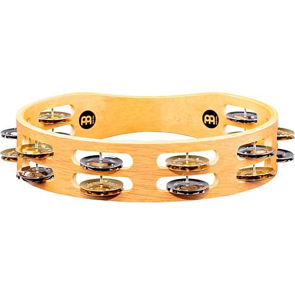 MEINL Recording-Combo Wood Tambourine Two Rows Dual Alloy Jingles Super Natural