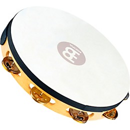 MEINL Recording-Combo Goat-Skin Wood Tambourine One Row Dual Alloy Jingles Super Natural