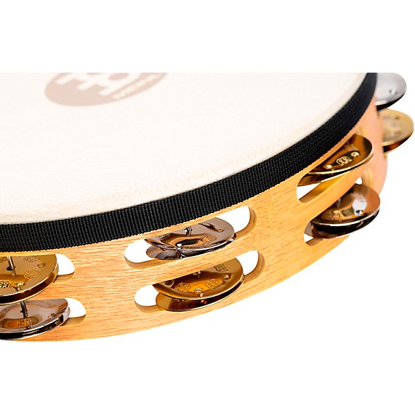 MEINL Recording-Combo Goat-Skin Wood Tambourine Two Rows Dual Alloy Jingles Super Natural