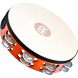 MEINL Goat-Skin Wood Tambourine Two Rows Aluminum Jingles African Brown