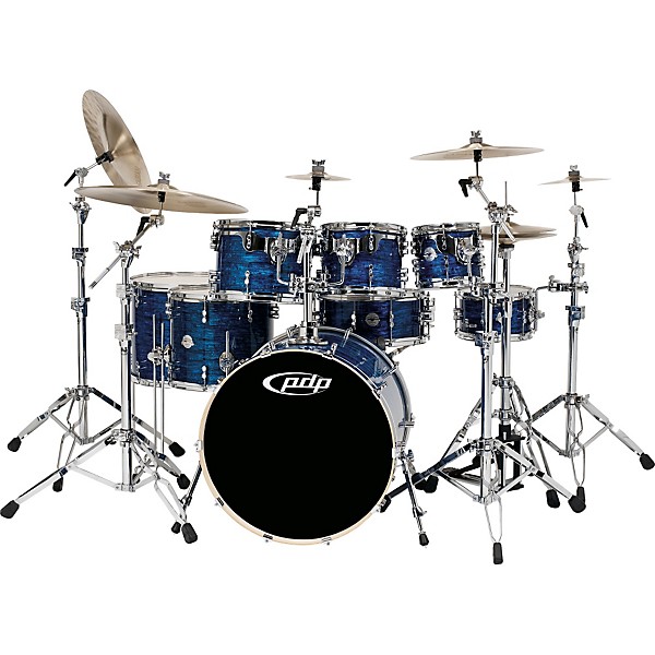 PDP by DW Platinum Finishply Bass Drum with Tom Mount 24 x 18 in. Blue Strata