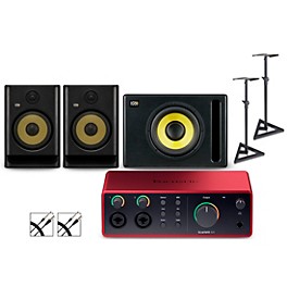 Focusrite 4i4 Gen4 with KRK ROKIT G5 Studio Monitor Pair & S10 Subwoofer (Stands & Cables Included)