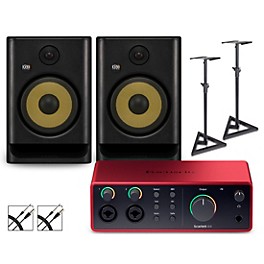 Focusrite 4i4 Gen4 with KRK ROKIT G5 Studio Monitor Pair (Stands & Cables Included)