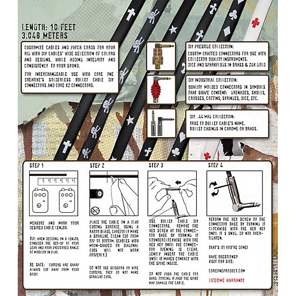 Bullet Cable DIY Dice Connectors Set Red Straight