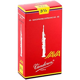 Vandoren JAVA Red Soprano Saxophone Reeds Strength 3, Bo... Vandoren JAVA Red Soprano Saxophone Reeds Strength 3.5, Box of 10