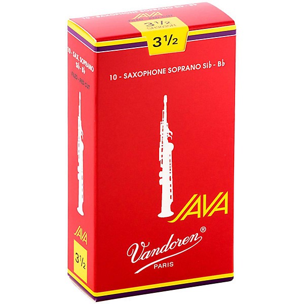 Vandoren JAVA Red Soprano Saxophone Reeds Strength 3.5, Box of 10