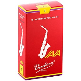 Vandoren JAVA Red Alto Saxophone Reeds Strength 1, Box of 10