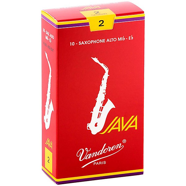 Vandoren JAVA Red Alto Saxophone Reeds Strength 2, Box of 10