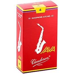 Vandoren JAVA Red Alto Saxophone Reeds Strength 4, Box of 10