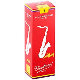 Vandoren JAVA Red Tenor Saxophone Reeds Strength 1, Box of 5