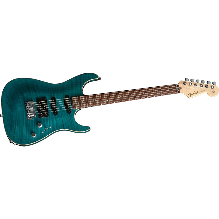 ギター Fender showmaster Fender Showmaster FMT Electric Guitar Set Neck Transparent Cobalt