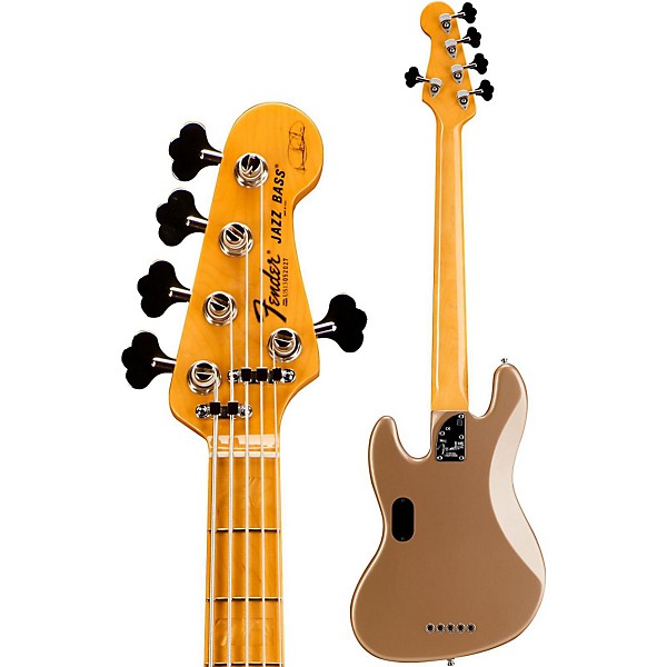 Open Box Fender Marcus Miller Jazz Bass V Level 1 Shoreline Gold