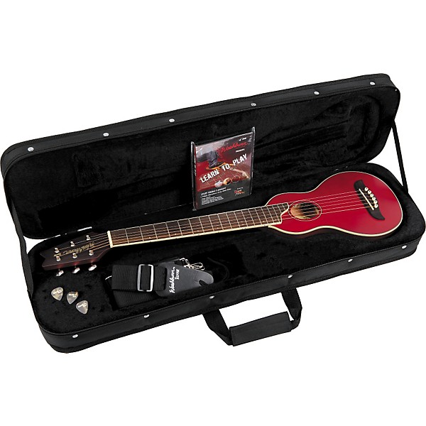 Washburn Rover Travel Guitar Transparent Red