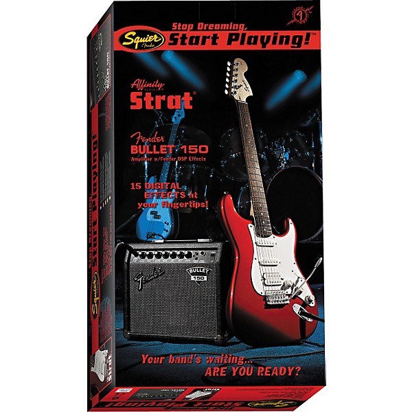 Open Box Squier Affinity Strat HSS and Bullet 150 DSP Amp