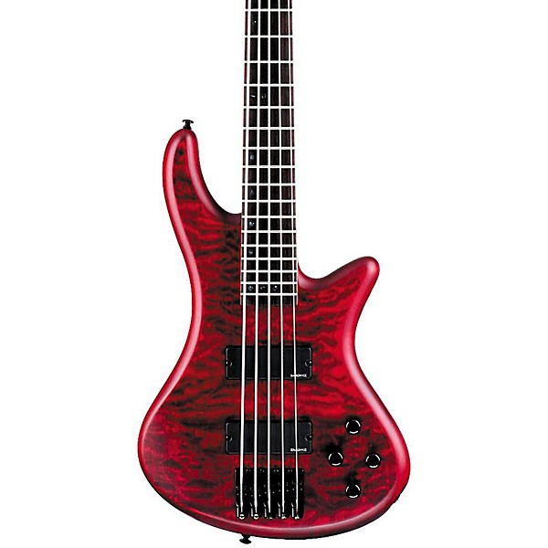Open Box Schecter Guitar Research Stiletto Custom-5 Bass Level 2 Satin Vampire Red 190839106681