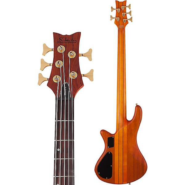 Open Box Schecter Guitar Research Stiletto Studio-5 Bass Level 2 Satin Honey 190839244734