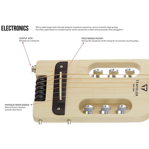 Traveler Guitar Ultra-Light Acoustic-Electric Travel Guitar Natural