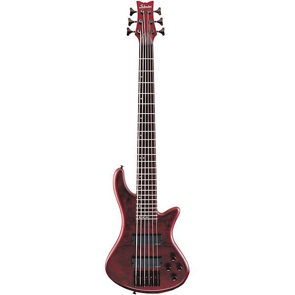 Open Box Schecter Guitar Research Stiletto Custom 6 6-String Bass Guitar Level 1 Satin Vampire Red
