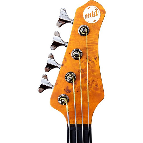 MTD Kingston KZ Fretless Electric Bass Guitar Gloss Natural Ebonol