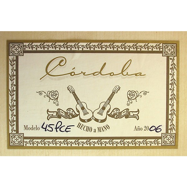 Cordoba 45FCE Nylon String Cutaway Acoustic-Electric Guitar with Humicase