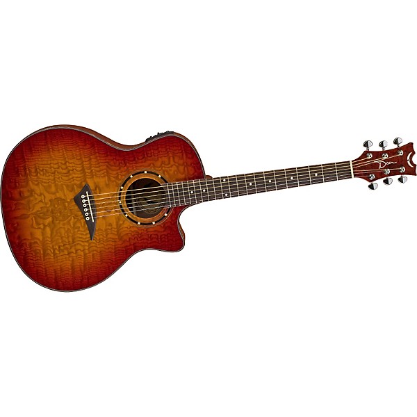 Dean Exotica Quilt Ash Acoustic-Electric Guitar Transparent Cherry