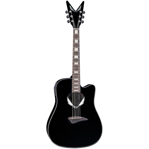 Open Box Dean V Wing Cutaway Dreadnought Acoustic-Electric Guitar Level 2 Black 190839223487