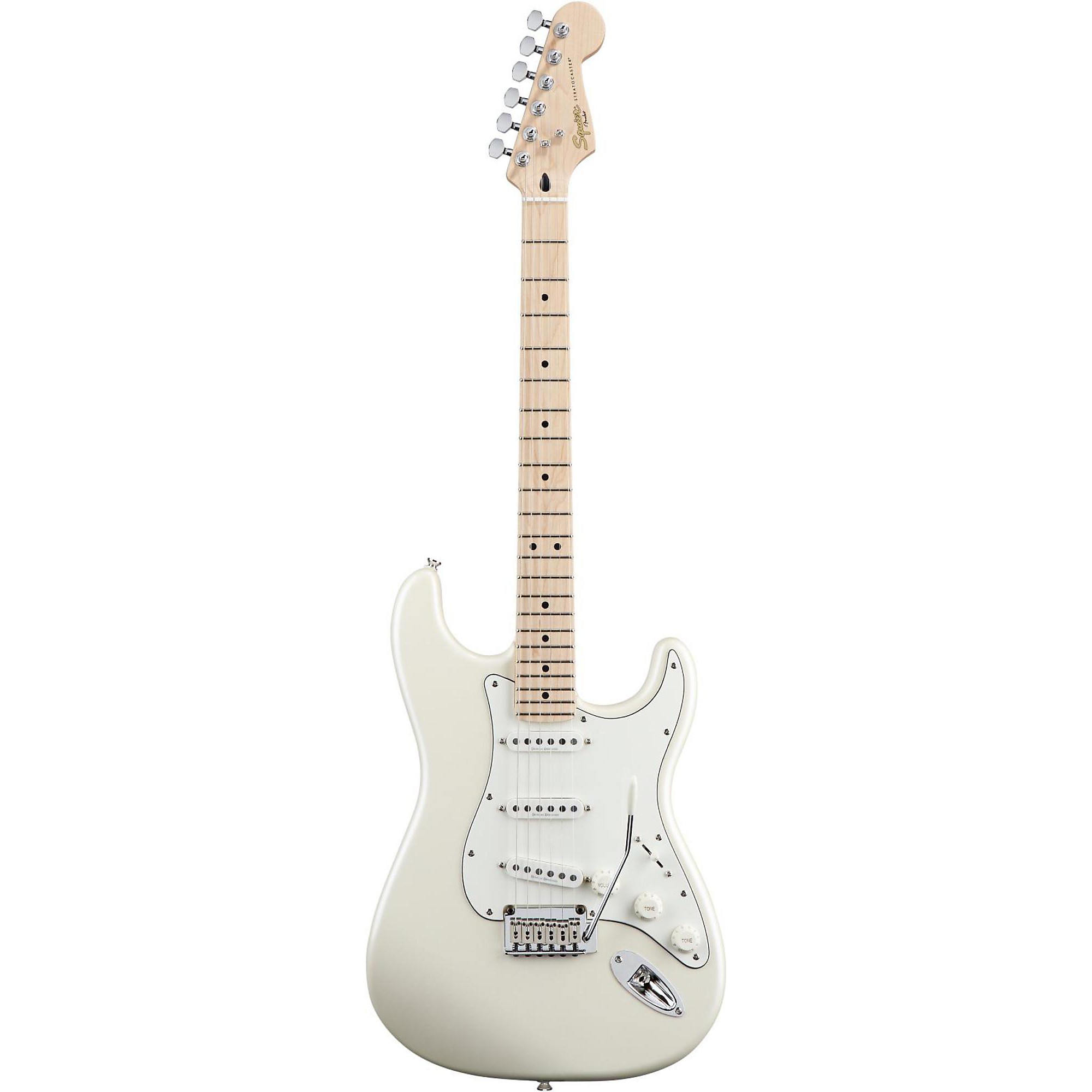 Open Box Squier Deluxe Strat Electric Guitar Pearl White Metallic