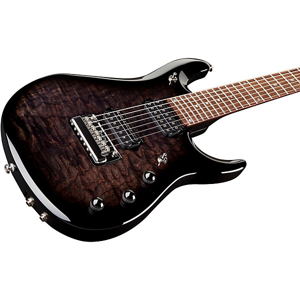 Open Box Ernie Ball Music Man John Petrucci BFR 7 Electric Guitar Level 1 Ruby Burst Quilted Maple