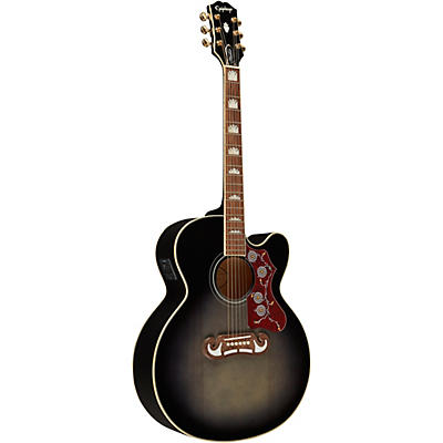 Epiphone J-200 Ec Studio Acoustic-Electric Guitar Transparent Ebony Burst for sale