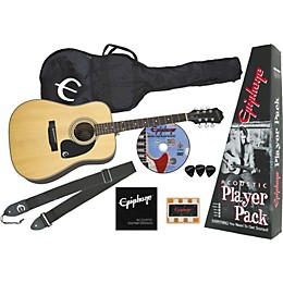 Restock Epiphone DR-90S Solid Top Acoustic Player Pack Natural Chrome Hardware