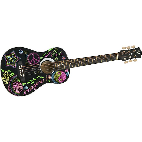 Luna Aurora Series Imagine Mini Acoustic Guitar Black | Guitar Center