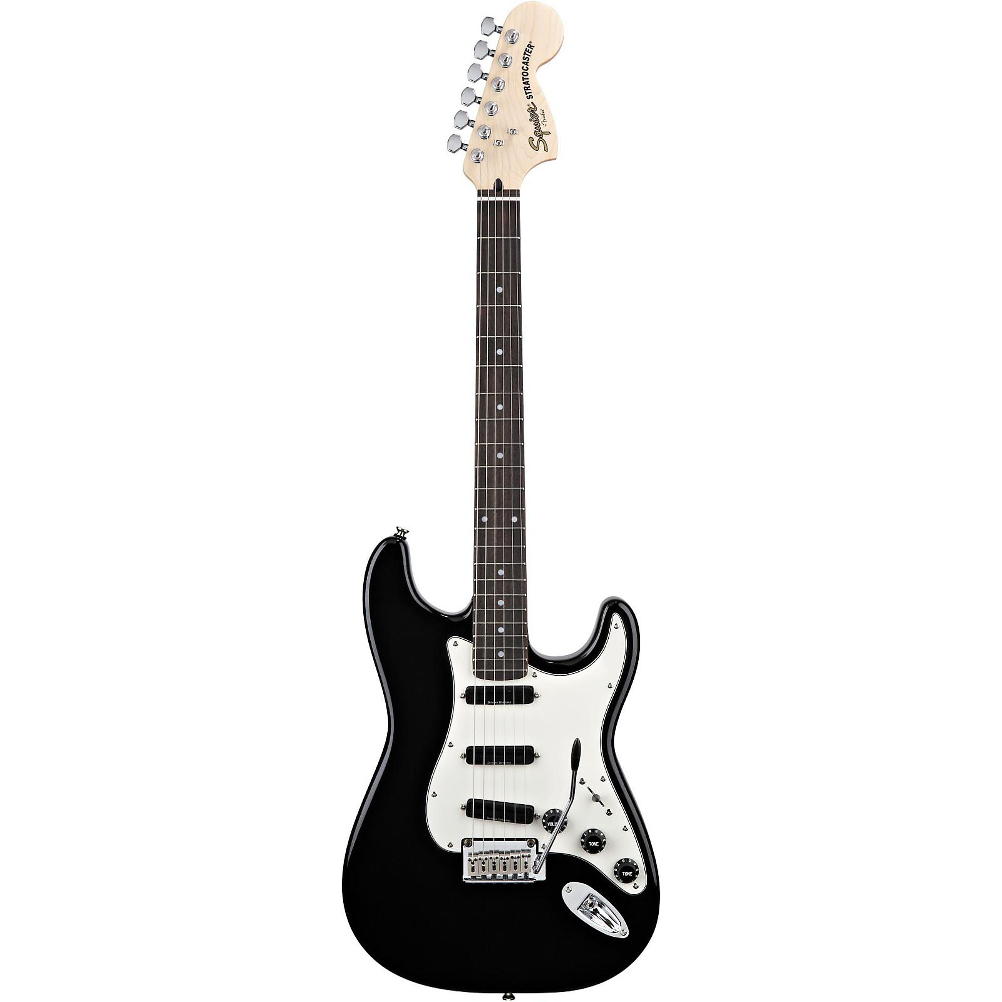 Open Box Squier Deluxe Hot Rails Strat Electric Guitar Black