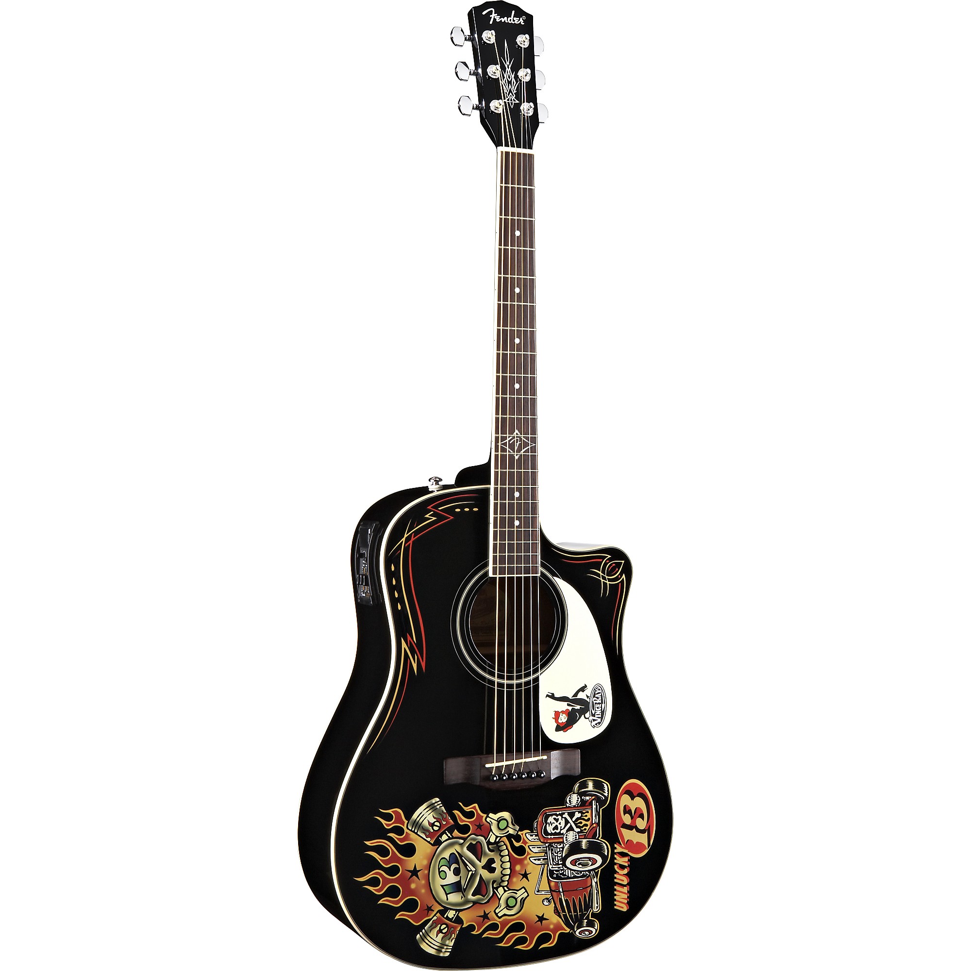 Open Box Fender Vince Ray Unlucky 13 Dreadnought Cutaway