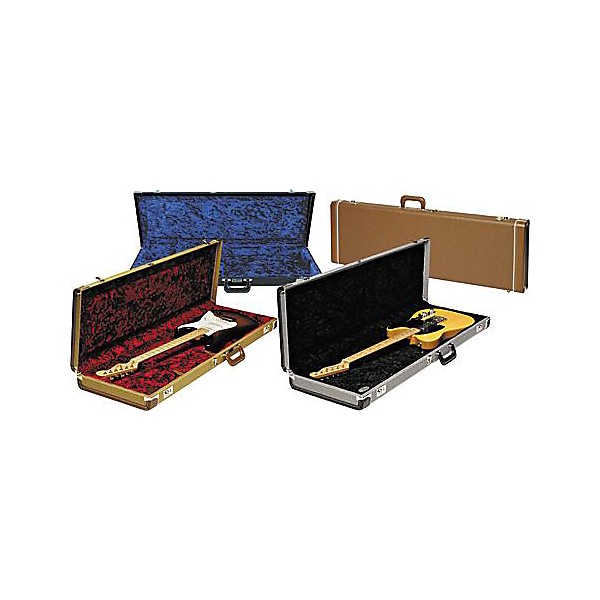 Open Box Fender Strat/Tele Hardshell Case Level 1 Gold Tweed Red Plush Interior