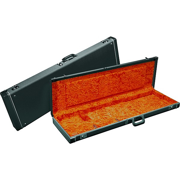 Open Box Fender Jazz Bass Hardshell Case Level 1 Black Orange Plush Interior