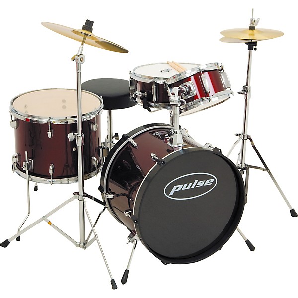 Pulse 4-Piece Junior Drum Set with Cymbals Wine Red