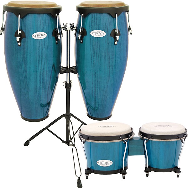 Toca Synergy Conga Set with Stand and Bongos Blue