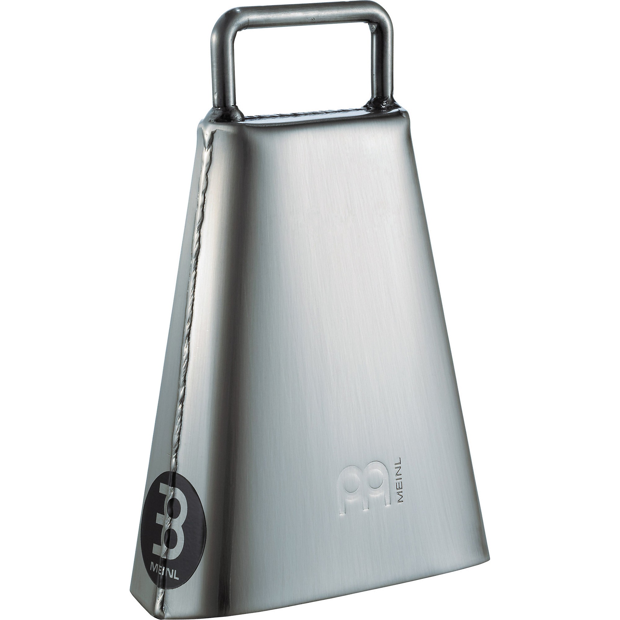 Handheld Cowbell + Bag. Colombian Percussion, Polished Chrome High