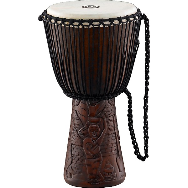 Open Box MEINL Professional African Djembe Level 1 Large African Village Carving