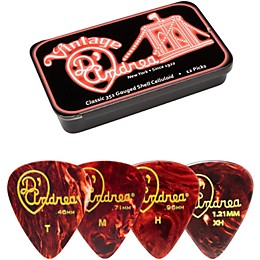D'Andrea 351 Vintage Classic Celluloid Picks - Shell - 1 Dozen in Tin Container Thin