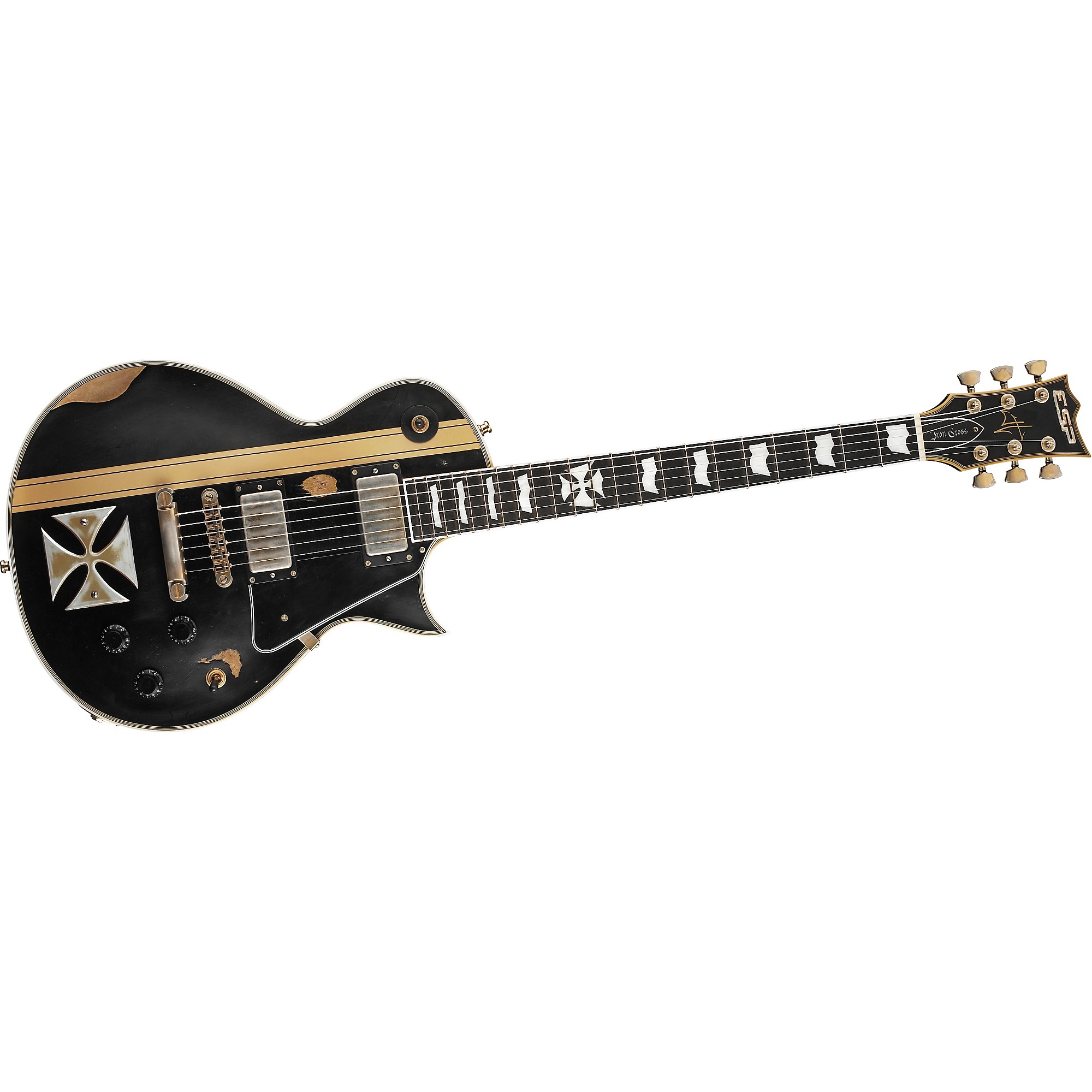 kabel Dem planer ESP James Hetfield Iron Cross Signature Series Electric Guitar Distressed  Black | Guitar Center