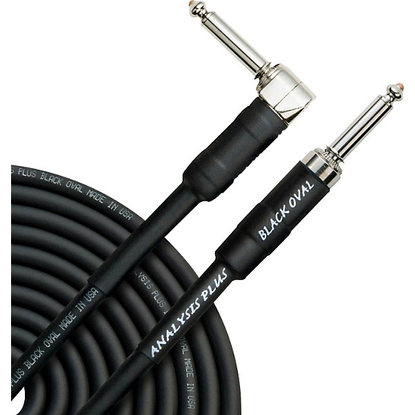 Analysis Plus Black Oval Instrument Cable - Silent 1/4" Straight to 1/4" Angle 15 ft.